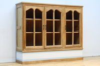木地色に扉デザインも素敵なアールデコ調レトロガラスケース BB3248