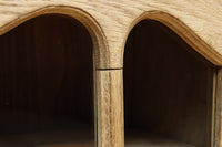 木地色に扉デザインも素敵なアールデコ調レトロガラスケース BB3248