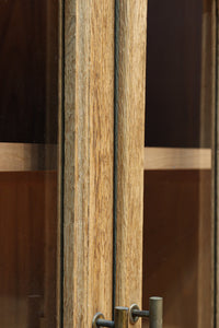 木地色に扉デザインも素敵なアールデコ調レトロガラスケース BB3248