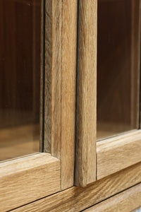 木地色に扉デザインも素敵なアールデコ調レトロガラスケース BB3248