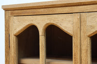 木地色に扉デザインも素敵なアールデコ調レトロガラスケース BB3248