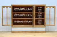 木地色に扉デザインも素敵なアールデコ調レトロガラスケース BB3248