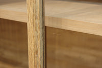 木地色に扉デザインも素敵なアールデコ調レトロガラスケース BB3248