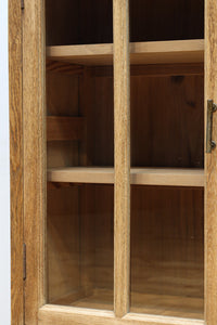 木地色に扉デザインも素敵なアールデコ調レトロガラスケース BB3248