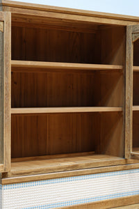 木地色に扉デザインも素敵なアールデコ調レトロガラスケース BB3248