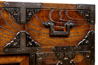 江戸時代!! 上品な欅杢目の流れる品格漂う酒田帳場箪笥 BB3250