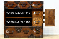 江戸時代!! 上品な欅杢目の流れる品格漂う酒田帳場箪笥 BB3250