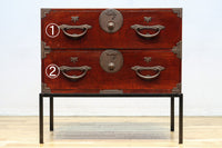 稀少幅サイズ‼︎美しい光沢感が時代の貫禄を感じさせるアイアンフレーム付き二本松衣裳箪笥 BB3254