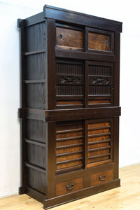 稀少サイズ!! 渋みを増した古色の風格漂う3尺京水屋箪笥 BB3260