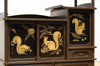 角野岩次作 栗鼠の美しい描写に和の趣き漂う素敵な飾り棚 BB3321