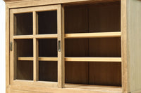 幅1222ミリ‼︎木地色の美しい風合いをした上質なレトロガラスケース BB3336