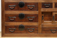 優美なけやき杢目に漆の艶やかな光沢が貫録を漂わす美濃階段箪笥 BB3337