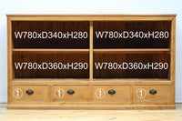 温もり溢れる木地色のオークレトロガラスケース BB3383