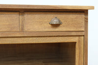 幅1215ミリ 引き出しが上部にある木地色の柔らかな色彩のレトロガラスケース BB3432