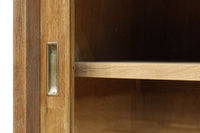 幅1215ミリ 引き出しが上部にある木地色の柔らかな色彩のレトロガラスケース BB3432