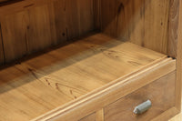 稀少‼︎ 温かみのある木地色に引き出しを上下に備えたレトロオークガラスケース BB3450