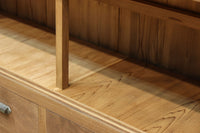 稀少‼︎ 温かみのある木地色に引き出しを上下に備えたレトロオークガラスケース BB3450