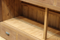 稀少‼︎ 温かみのある木地色に引き出しを上下に備えたレトロオークガラスケース BB3450