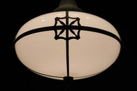 雪洞笠に真鍮帯装飾を施した気品漂う大型シャンデリア DC3841