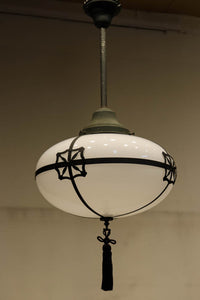 雪洞笠に真鍮帯装飾を施した気品漂う大型シャンデリア DC3841