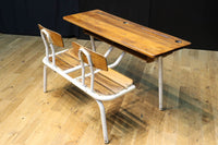 珍品!! 白パイプが可愛らしい子供用の一体型テーブル椅子 DC4837