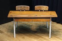 珍品!! 白パイプが可愛らしい子供用の一体型テーブル椅子 DC4837