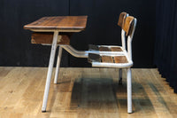 珍品!! 白パイプが可愛らしい子供用の一体型テーブル椅子 DC4837