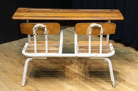 珍品!! 白パイプが可愛らしい子供用の一体型テーブル椅子 DC4837