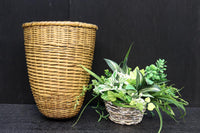 変わりデザイン!! 開口部が広い竹編みカゴ DC4994