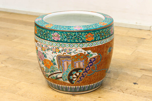華やかな色彩で和の趣き溢れる陶器製火鉢　DC5538　在庫1個