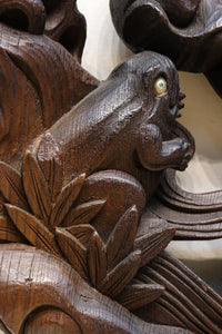 蝦蟇(ガマ)仙人を描いた風情のある彫刻飾り DC5541