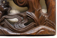 蝦蟇(ガマ)仙人を描いた風情のある彫刻飾り DC5541