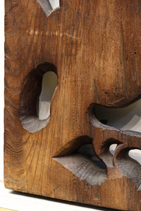 蝦蟇(ガマ)仙人を描いた風情のある彫刻飾り DC5541