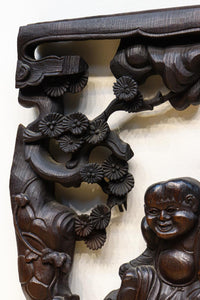 蝦蟇(ガマ)仙人を描いた風情のある彫刻飾り DC5541