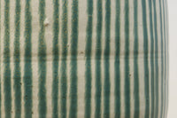 緑色の柔らかな縦縞柄が趣きある信楽焼の大きなカメ DC5784