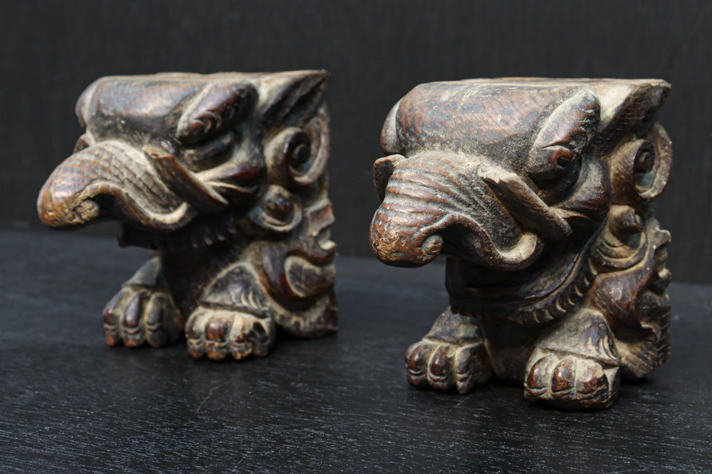 欅造りの貫禄溢れる木鼻一対　2個一組　DC6022 欅造りの貫禄溢れる木鼻一対 2個一組 DC6022 【公式通販】