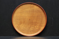 縁周りを朱で彩る杢目が美しい小型な丸盆 DC6126 在庫1枚