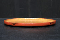 縁周りを朱で彩る杢目が美しい小型な丸盆 DC6126 在庫1枚