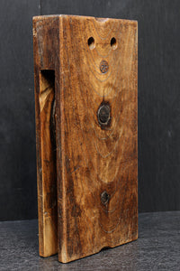 深みある古色に杢目が映える箱型の滑車 DC6599