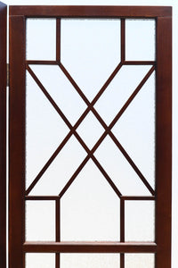 極上!! 幾何学模様がお洒落なガラス入り二つ折り衝立 DC6732