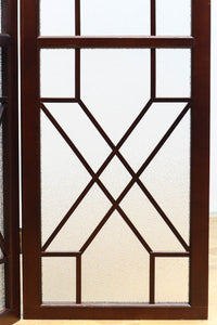 極上!! 幾何学模様がお洒落なガラス入り二つ折り衝立 DC6732