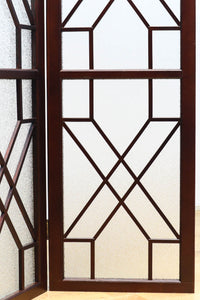 極上!! 幾何学模様がお洒落なガラス入り二つ折り衝立 DC6732