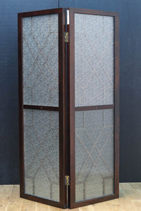 極上!! 幾何学模様がお洒落なガラス入り二つ折り衝立 DC6732