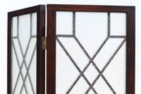 極上!! 幾何学模様がお洒落なガラス入り二つ折り衝立 DC6732