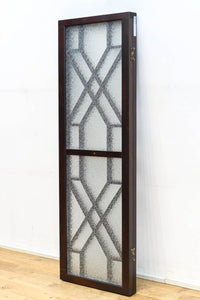 極上!! 幾何学模様がお洒落なガラス入り二つ折り衝立 DC6732