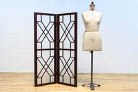 極上!! 幾何学模様がお洒落なガラス入り二つ折り衝立 DC6732