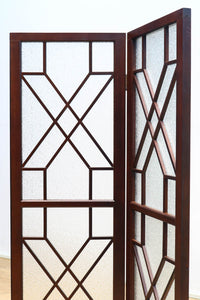 極上!! 幾何学模様がお洒落なガラス入り二つ折り衝立 DC6732