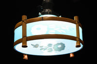 ブルーのガラス笠と竹フレームがお洒落な電笠 DC7025