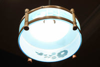 ブルーのガラス笠と竹フレームがお洒落な電笠 DC7025