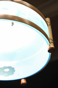 ブルーのガラス笠と竹フレームがお洒落な電笠 DC7025